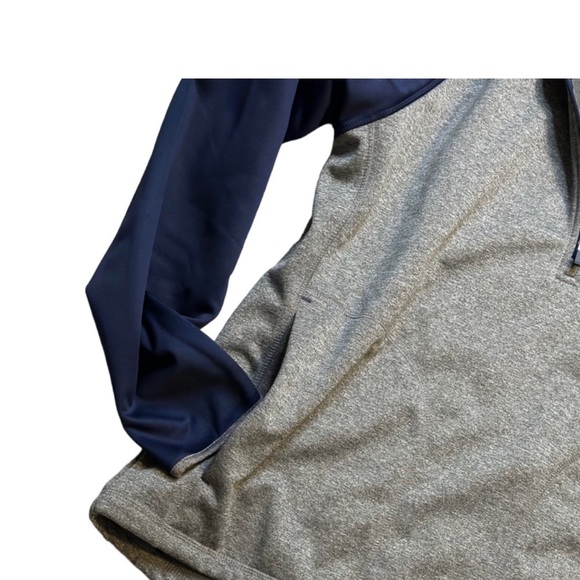 Mens NFL New England Patriots Pullover NFL 1/2 Zip Up Gray Navy Blue - Picture 4 of 8